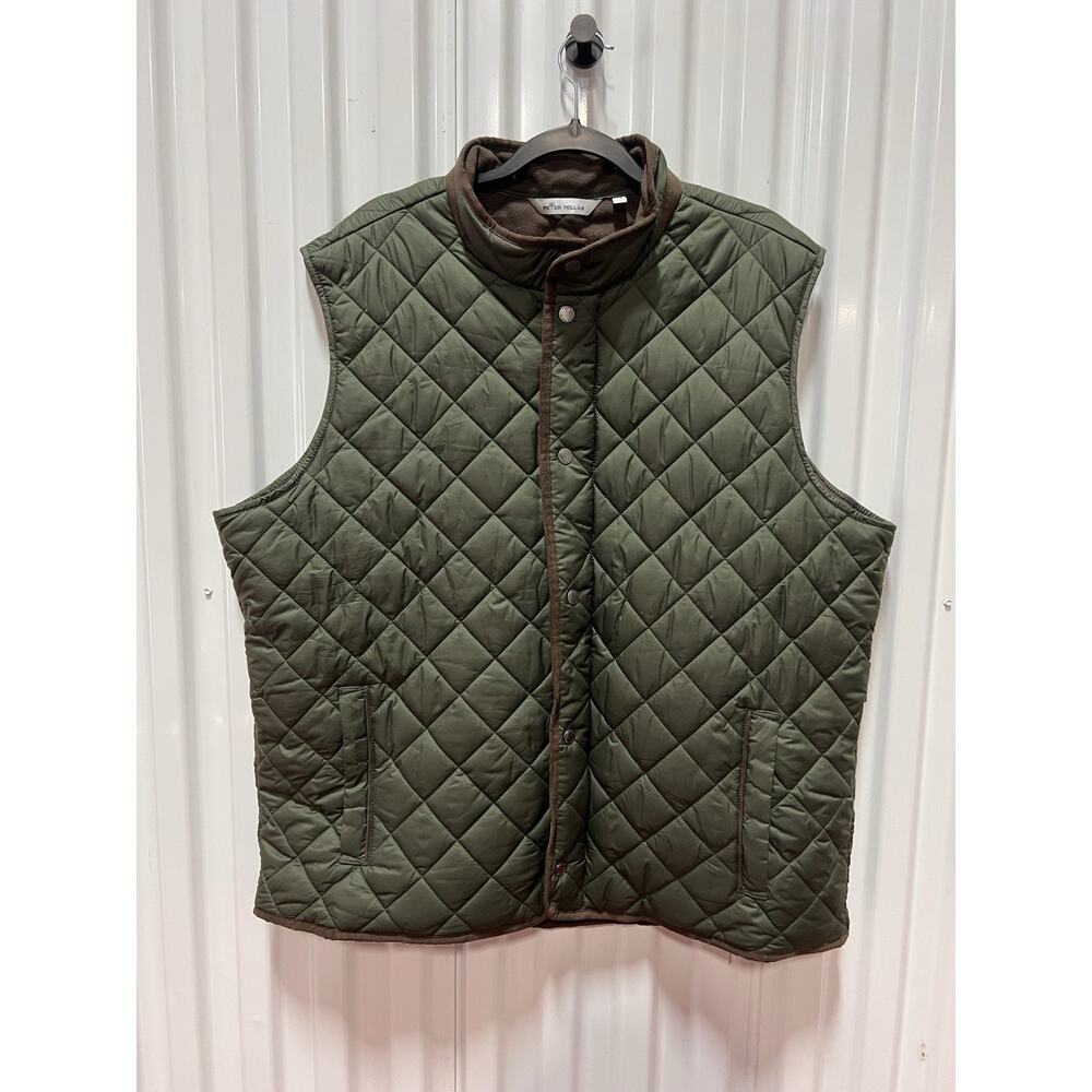 RARE Peter Millar Essex Vest Diamond Quilted Navy Blue Mens 2XL Windproof zip up